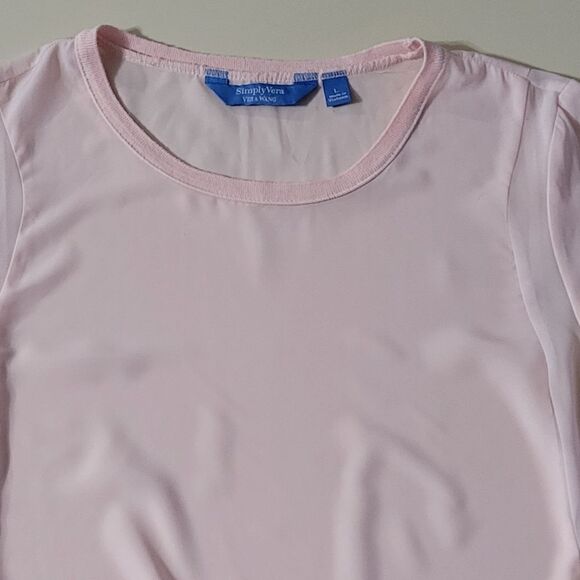 Simply Vera Vera Wang Peach Pink Chiffon Sweatshirt Style Pullover Top - Picture 7 of 10